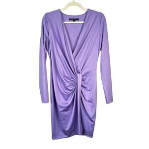 Black Halo Abina Drape-front Long Sleeve Mini Dress In Light Lavender Size 6